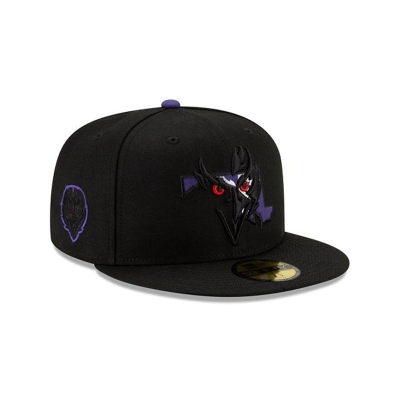 Black Baltimore Ravens Hat - New Era NFL State Logo Reflect 59FIFTY Fitted Caps USA1278436